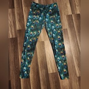 PEACOCK Feathers Pretty Pants Leggings Size Small Excellent Condition So Soft